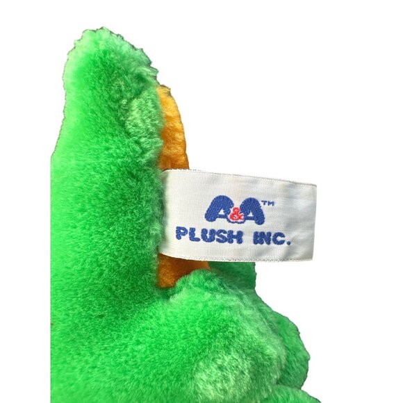 Vintage 1990s A&A Plush Inc. Green & Orange Dinosaur Stuffed Toy - Picture 4 of 5